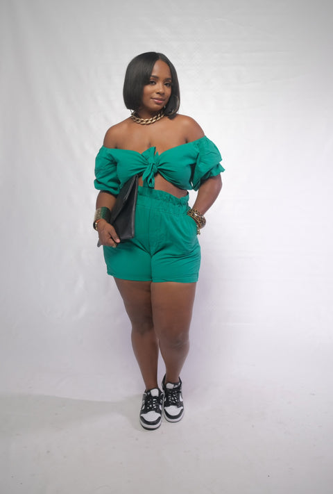 2 piece Kelly Green Short set