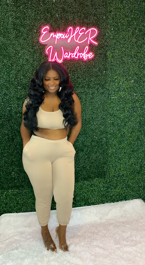 "The Adrienne" 2 Piece Nude Jogger Set