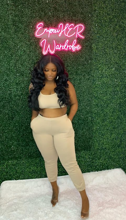 "The Adrienne" 2 Piece Nude Jogger Set