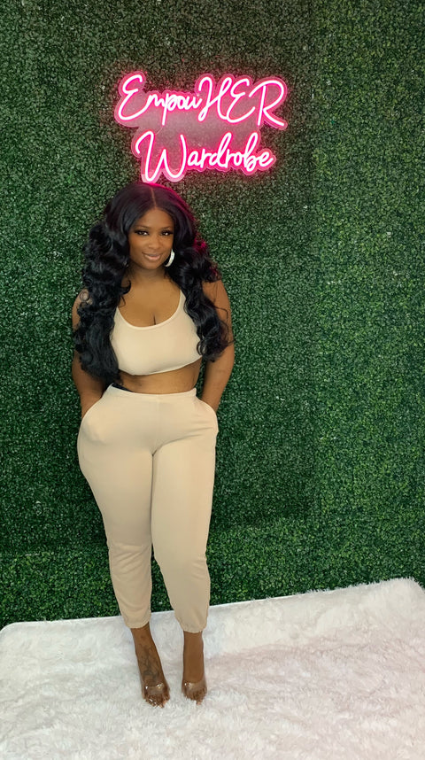 "The Adrienne" 2 Piece Nude Jogger Set