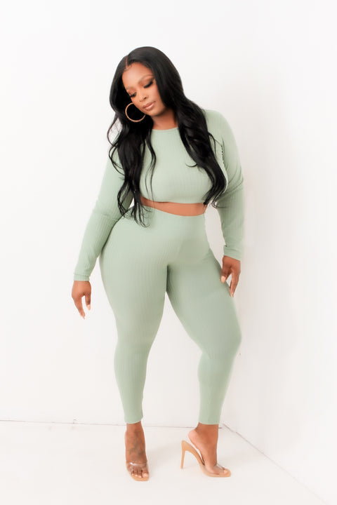 “Diamond's” 2 Piece Mint Green Legging Set