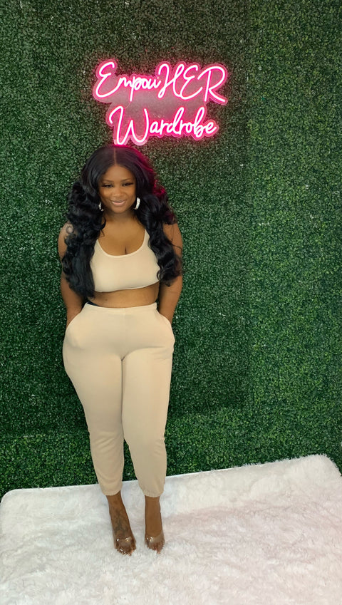 "The Adrienne" 2 Piece Nude Jogger Set