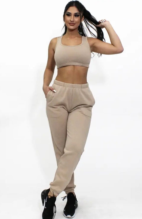 "The Adrienne" 2 Piece Nude Jogger Set
