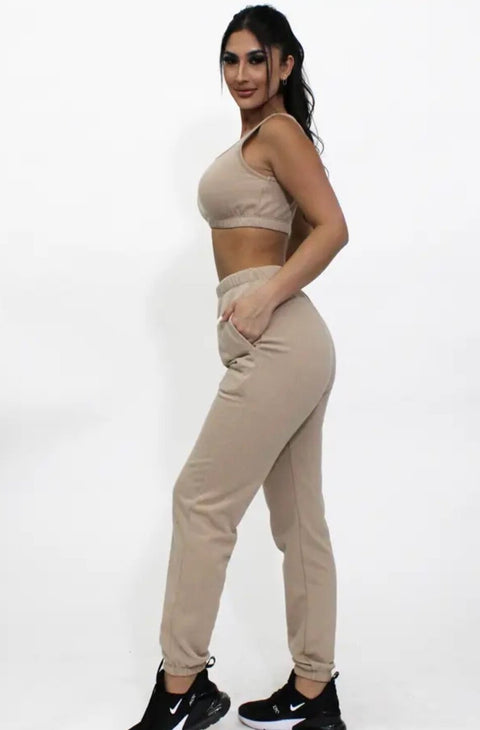 "The Adrienne" 2 Piece Nude Jogger Set