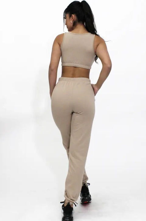 "The Adrienne" 2 Piece Nude Jogger Set