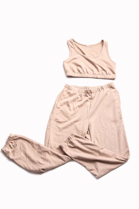 "The Adrienne" 2 Piece Nude Jogger Set