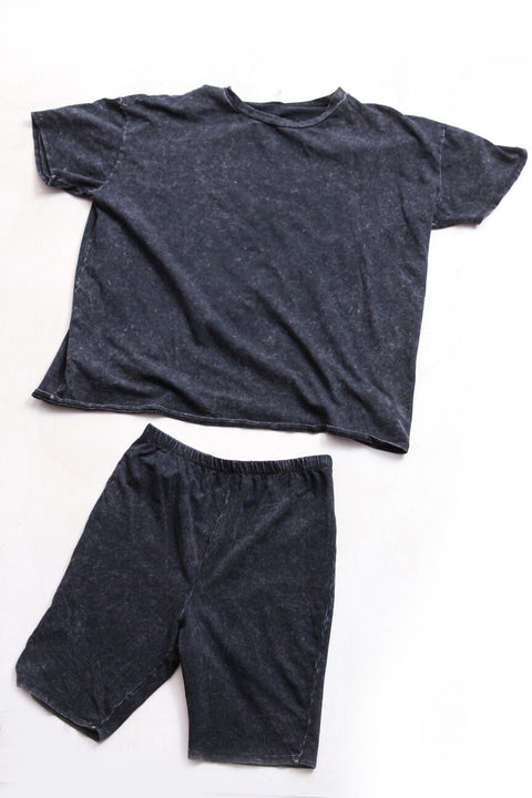 "The Meika" Oversized Mineral Wash Biker Set