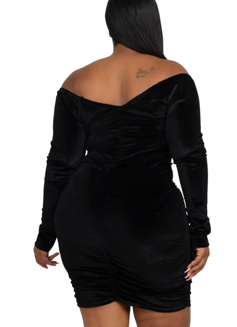 "The Michelle" Ruched Velour Bodycon Dress