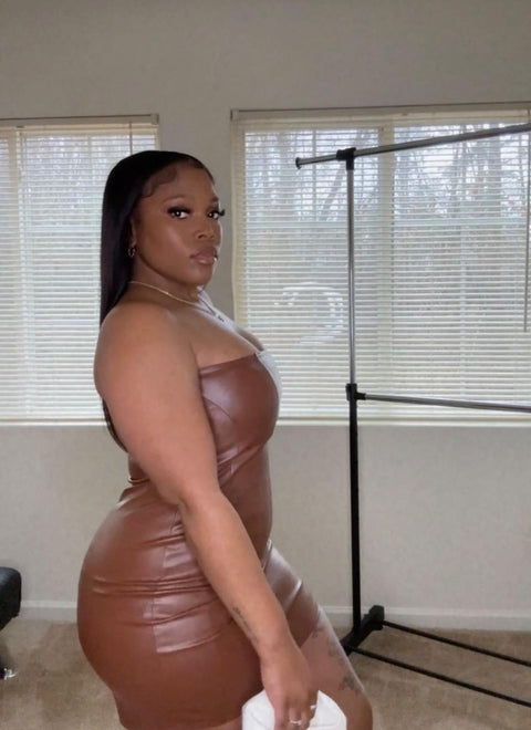 "Dripped In Chocolate" Vegan Leather Dress